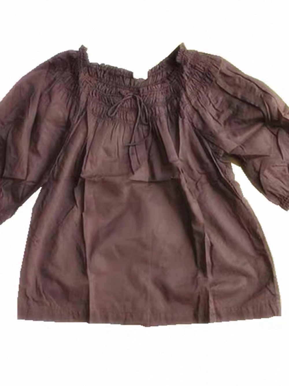 NWT Anthropologie Brown Cotton Ruffle Peasant Blouse Top